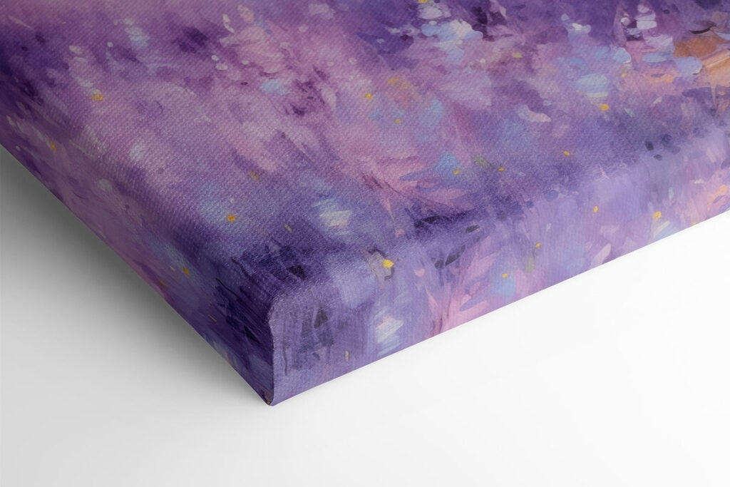 Painting of a house in a lavender field Painting of a house in a lavender field