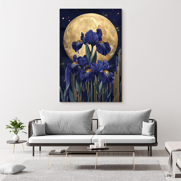 Painting of flowers and a moon Painting of flowers and a moon