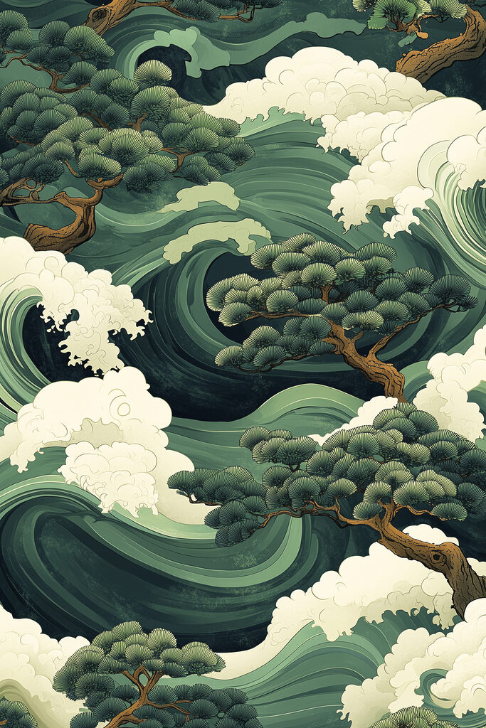 Tree and waves of water Tree and waves of water
