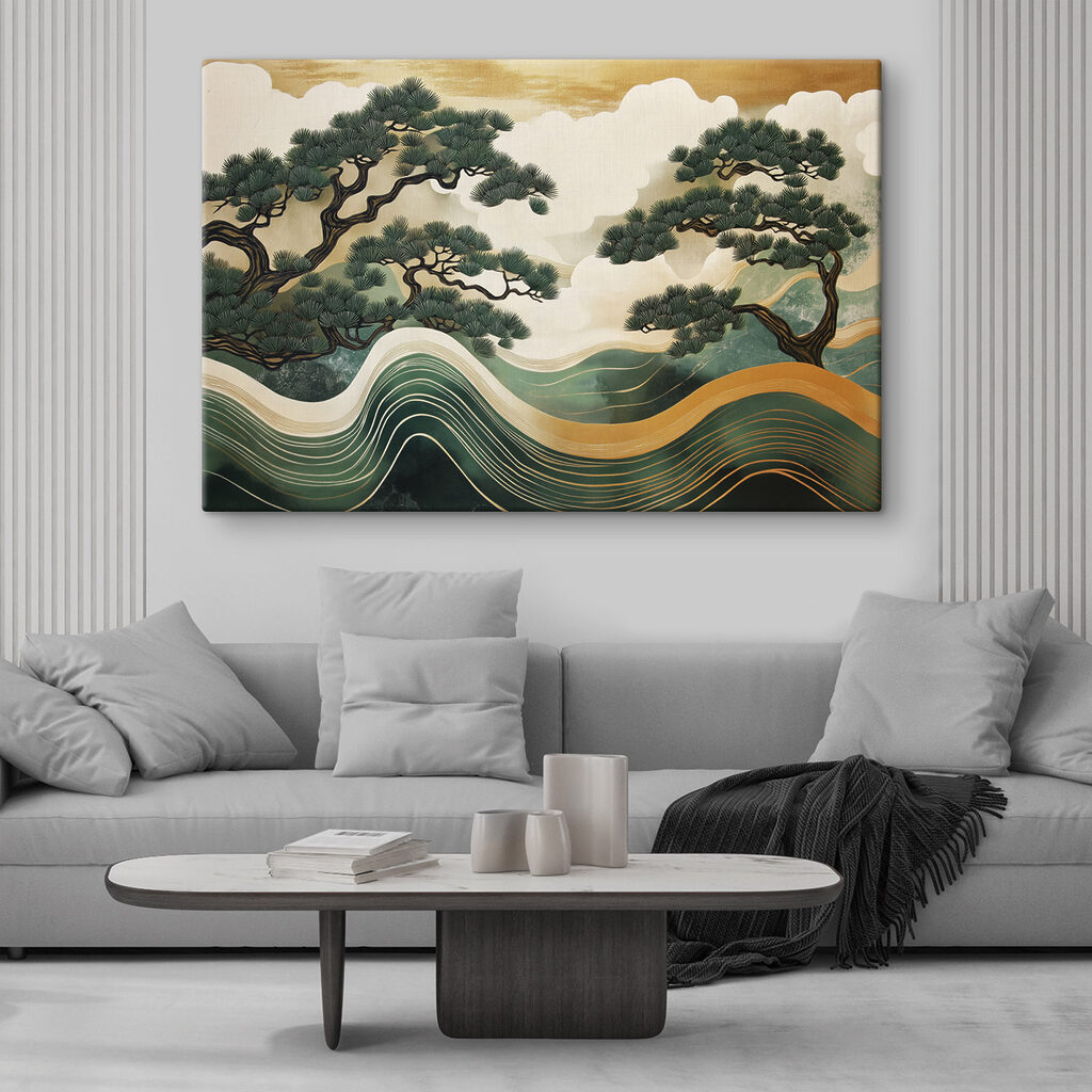 Painting of trees and waves Painting of trees and waves