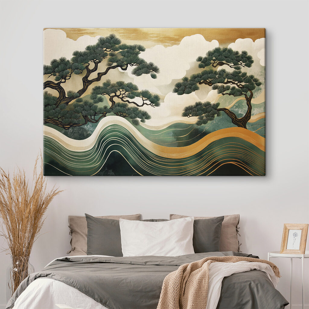 Painting of trees and waves Painting of trees and waves