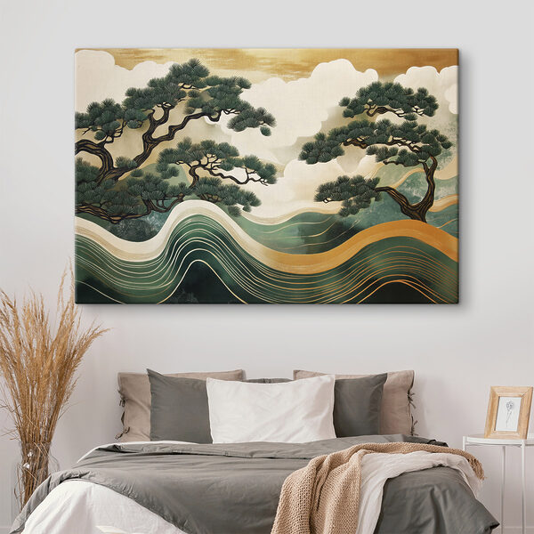 Painting of trees and waves Painting of trees and waves