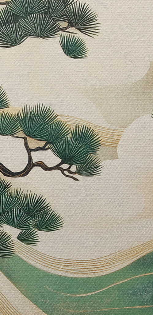 Painting of trees and waves Painting of trees and waves