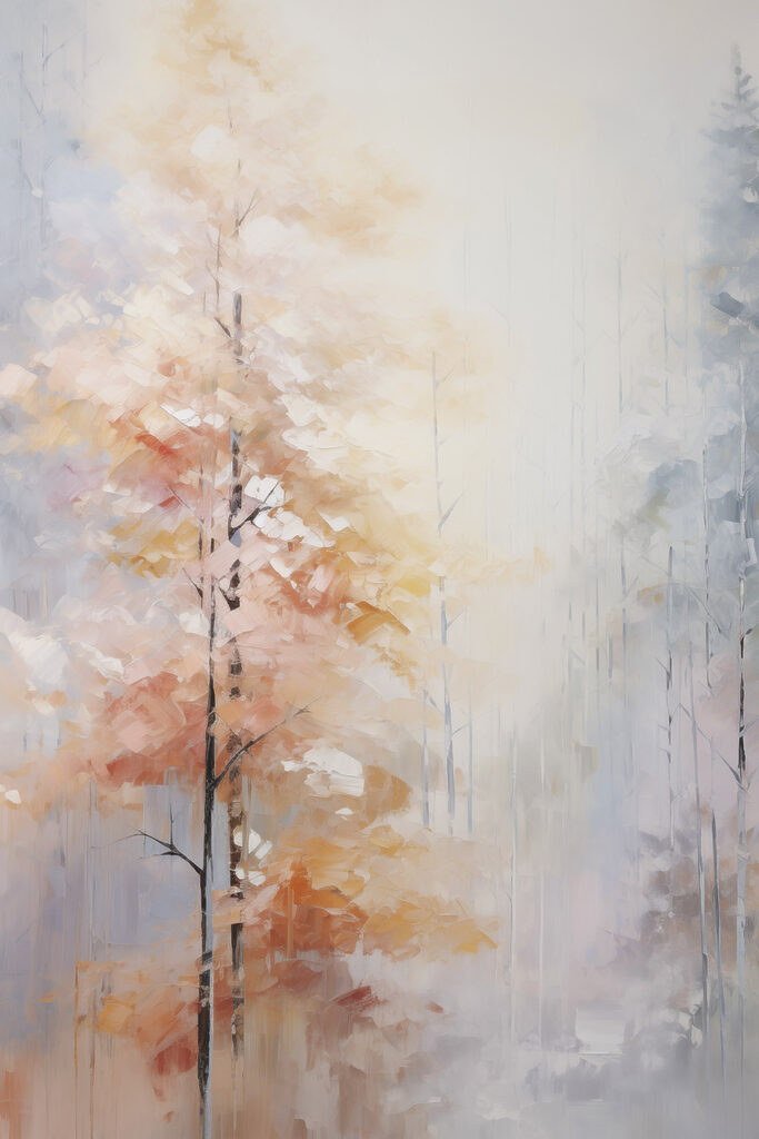 Painting of trees in a forest Painting of trees in a forest