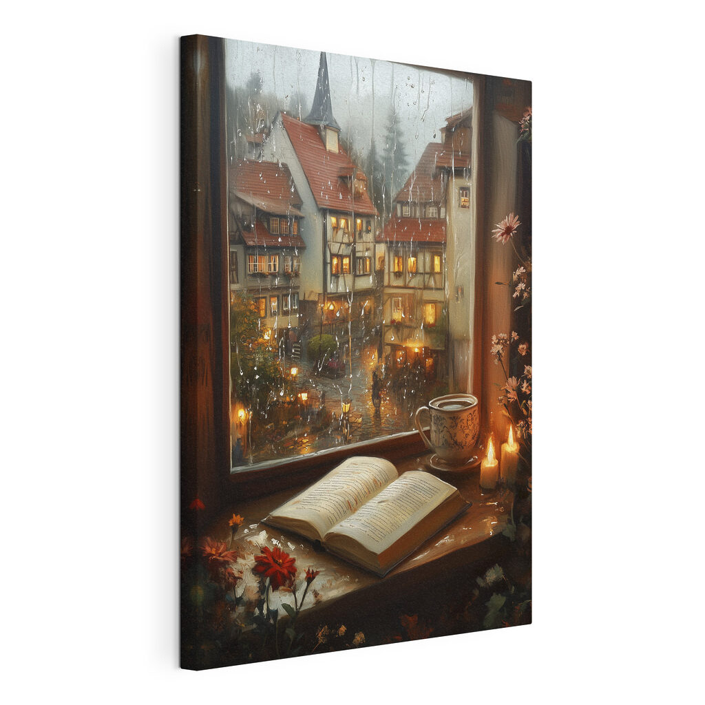 Book and candle on a window sill