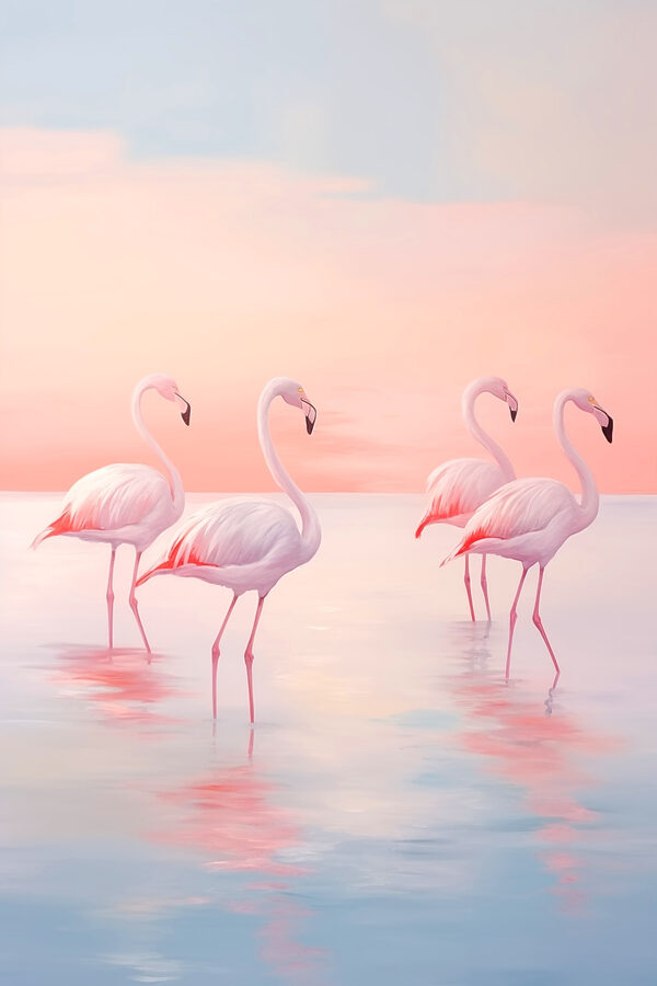 Group of flamingos standing in water
