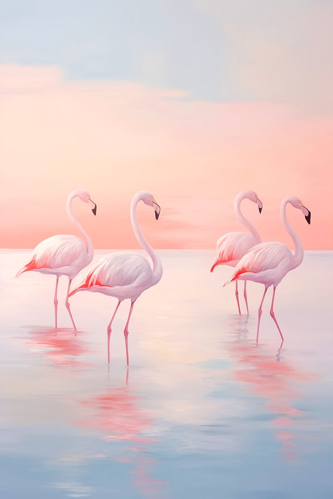 Group of flamingos standing in water