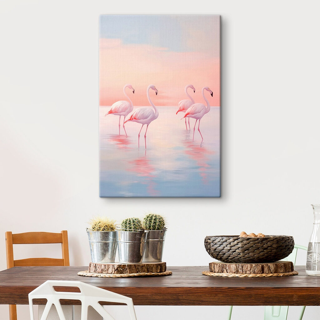 Group of flamingos standing in water