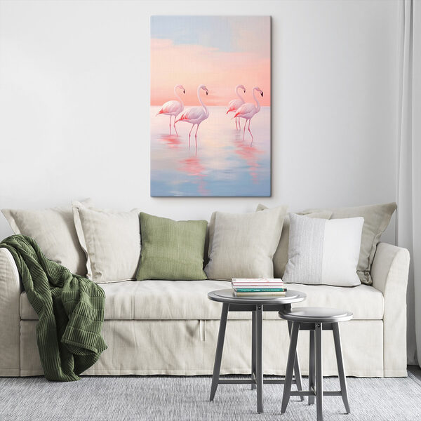 Group of flamingos standing in water
