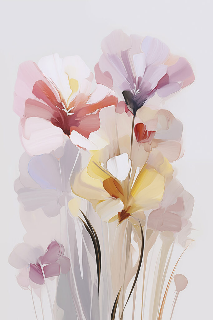 Painting of flowers on a white background