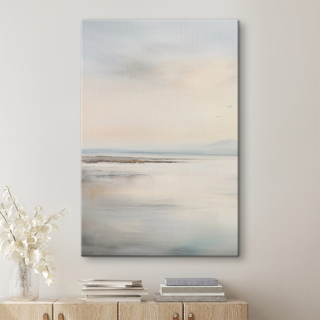 Landscape with a lake and birds flying Landscape with a lake and birds flying