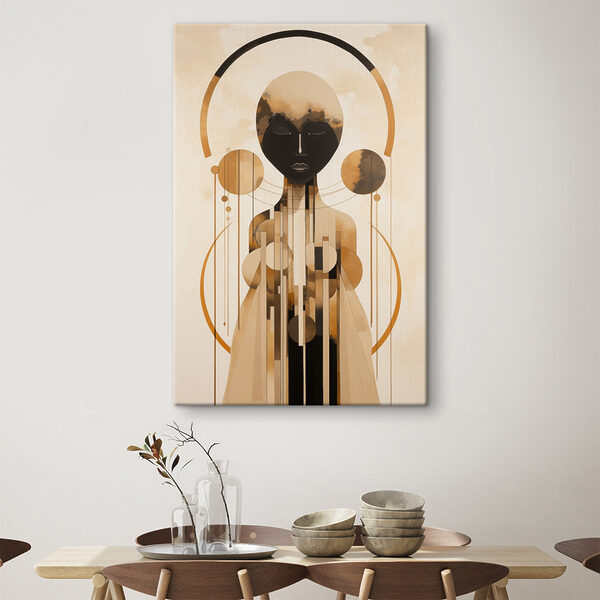 Painting of a woman with circles and lines