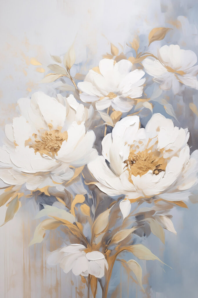 Painting of white flowers Painting of white flowers