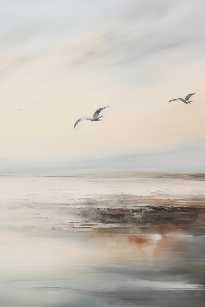 Birds flying over a body of water Birds flying over a body of water