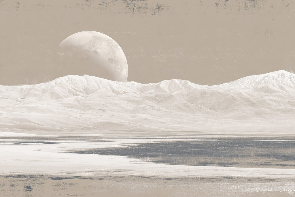 Moon over a snowy mountain Moon over a snowy mountain
