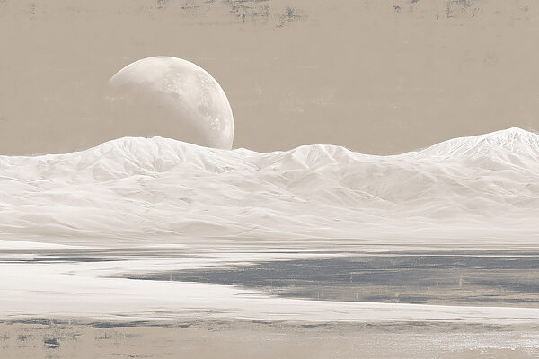 Moon over a snowy mountain Moon over a snowy mountain