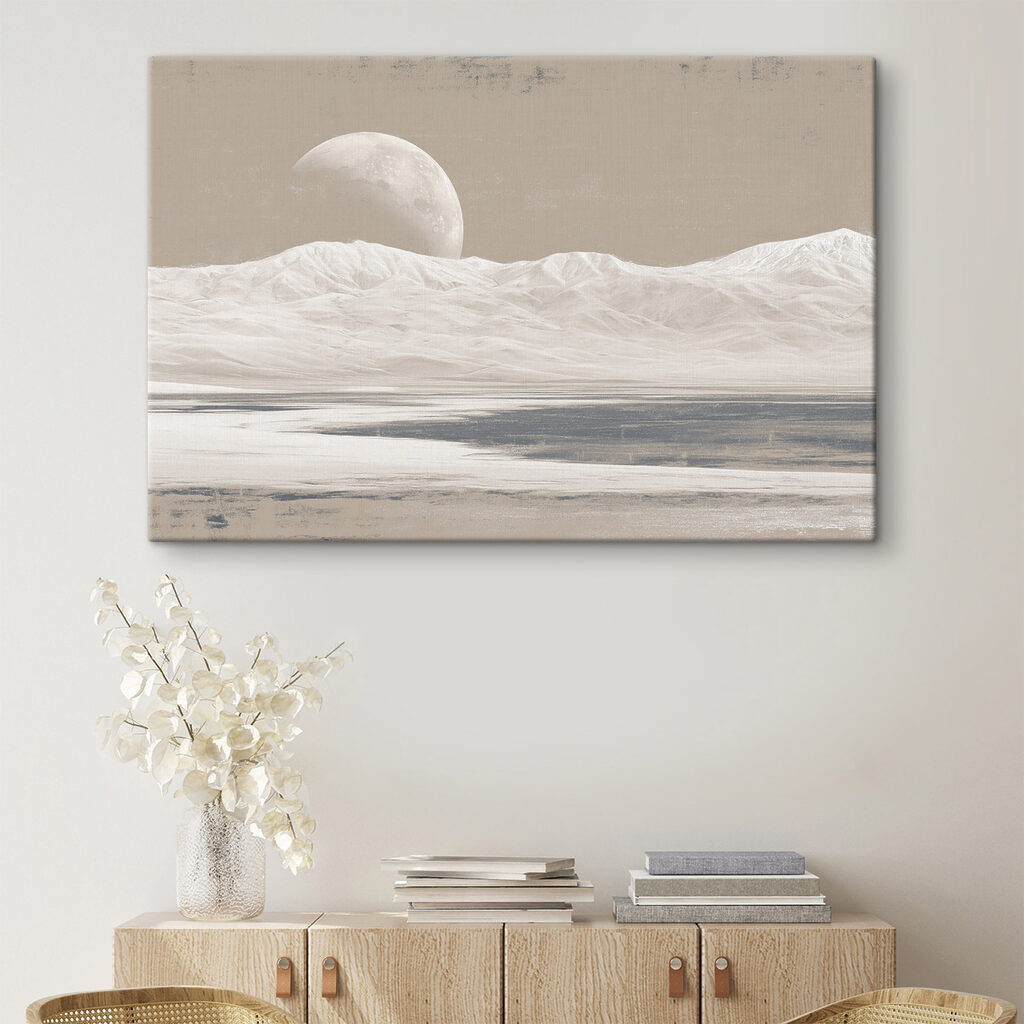 Moon over a snowy mountain Moon over a snowy mountain