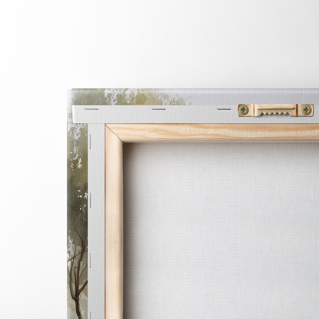 Painting of a house in a field of trees