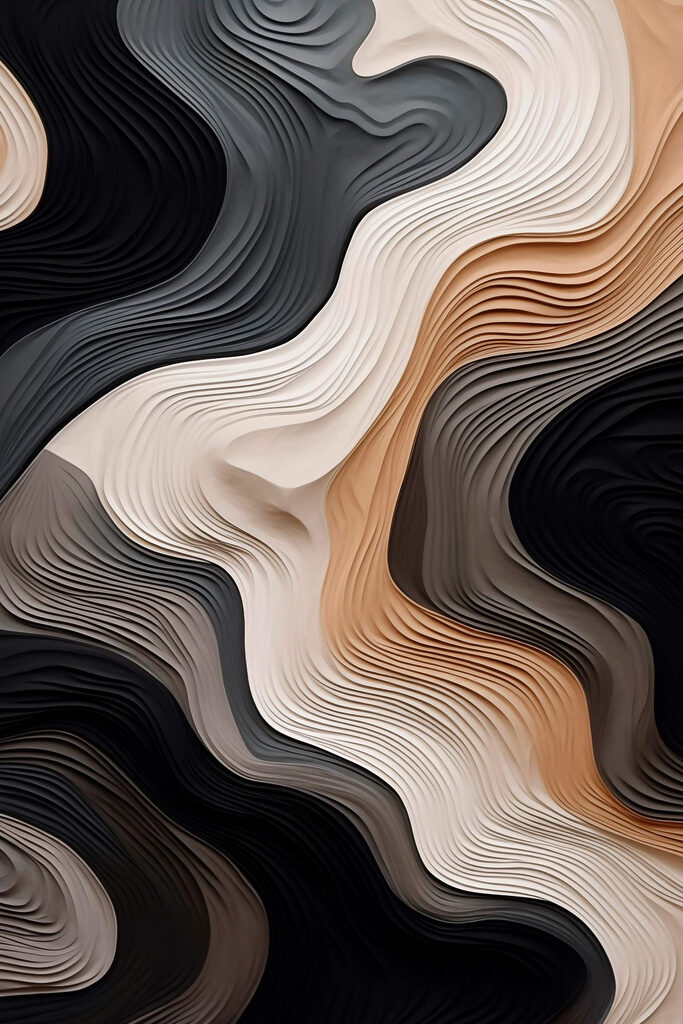 Black and white and brown wavy lines