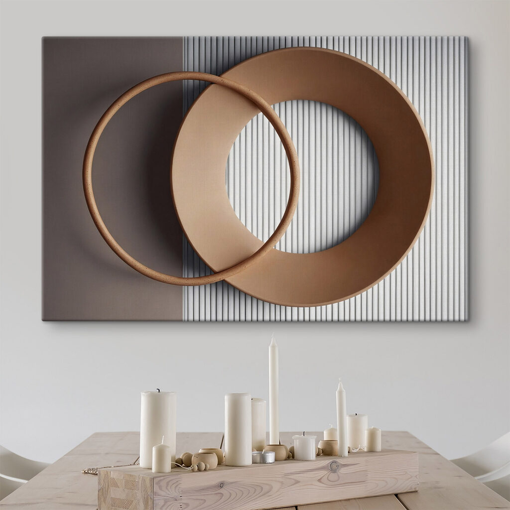 Two circular objects on a wall