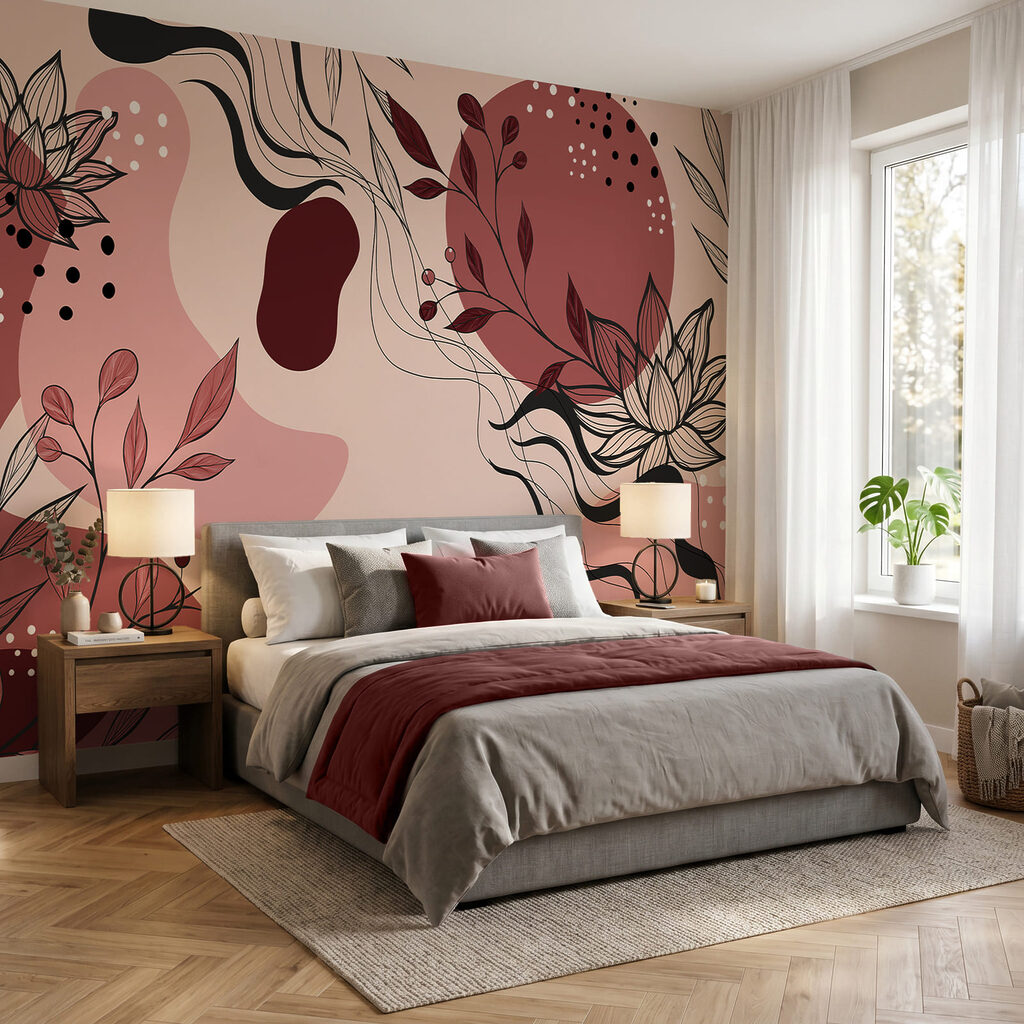 Compoziție florală abstractă în nuanțe delicate