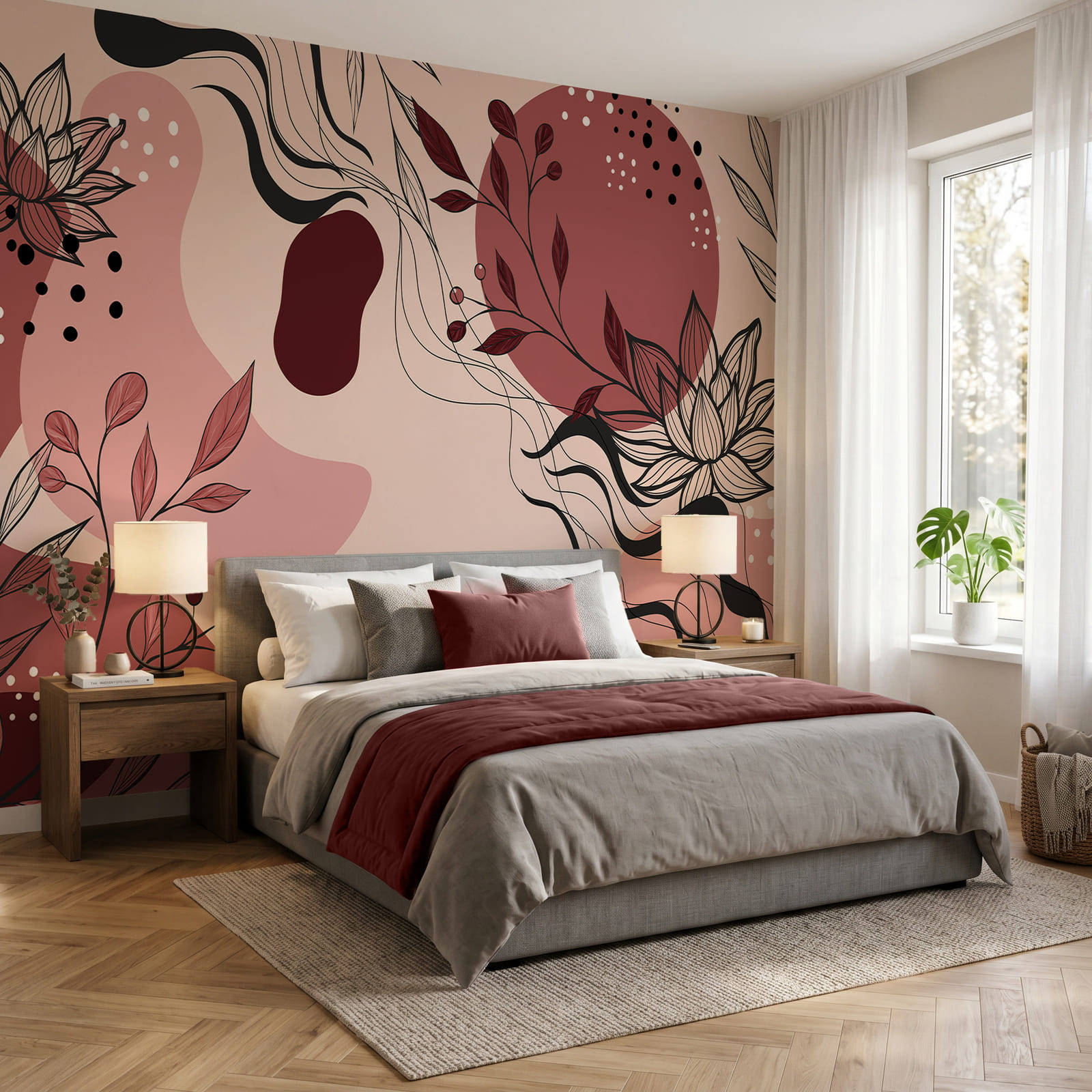 Compoziție florală abstractă în nuanțe delicate