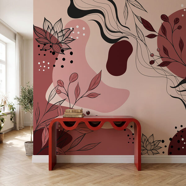 Compoziție florală abstractă în nuanțe delicate
