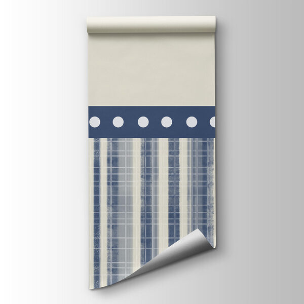 Strip of blue and white fabric