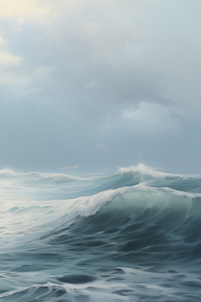 Waves in the ocean with clouds Waves in the ocean with clouds