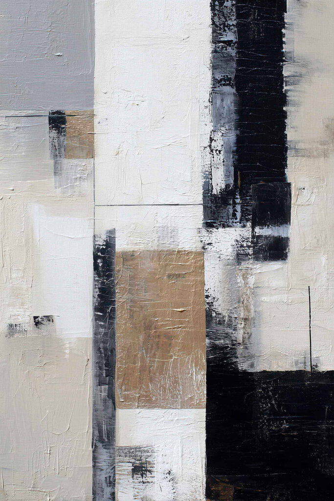 Painting of a white and black rectangular object