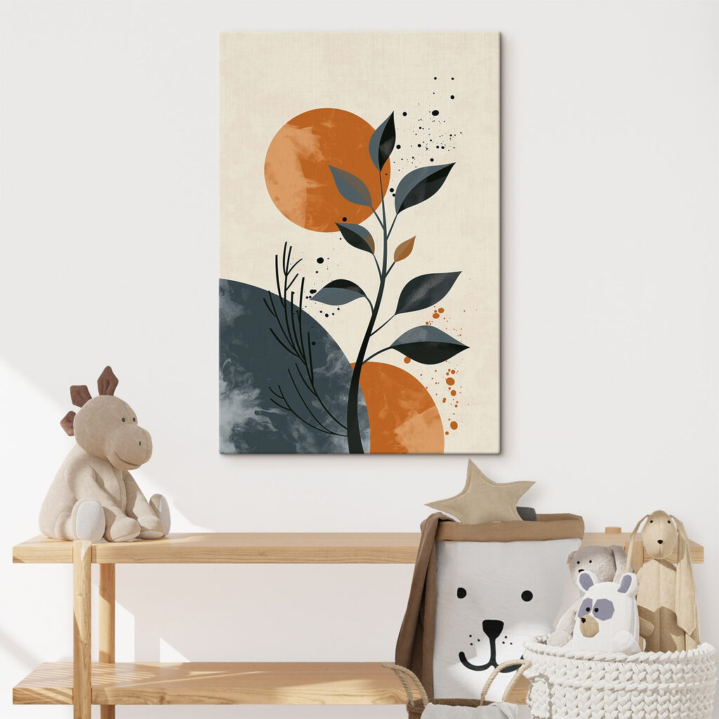Plant with leaves and orange circles Plant with leaves and orange circles