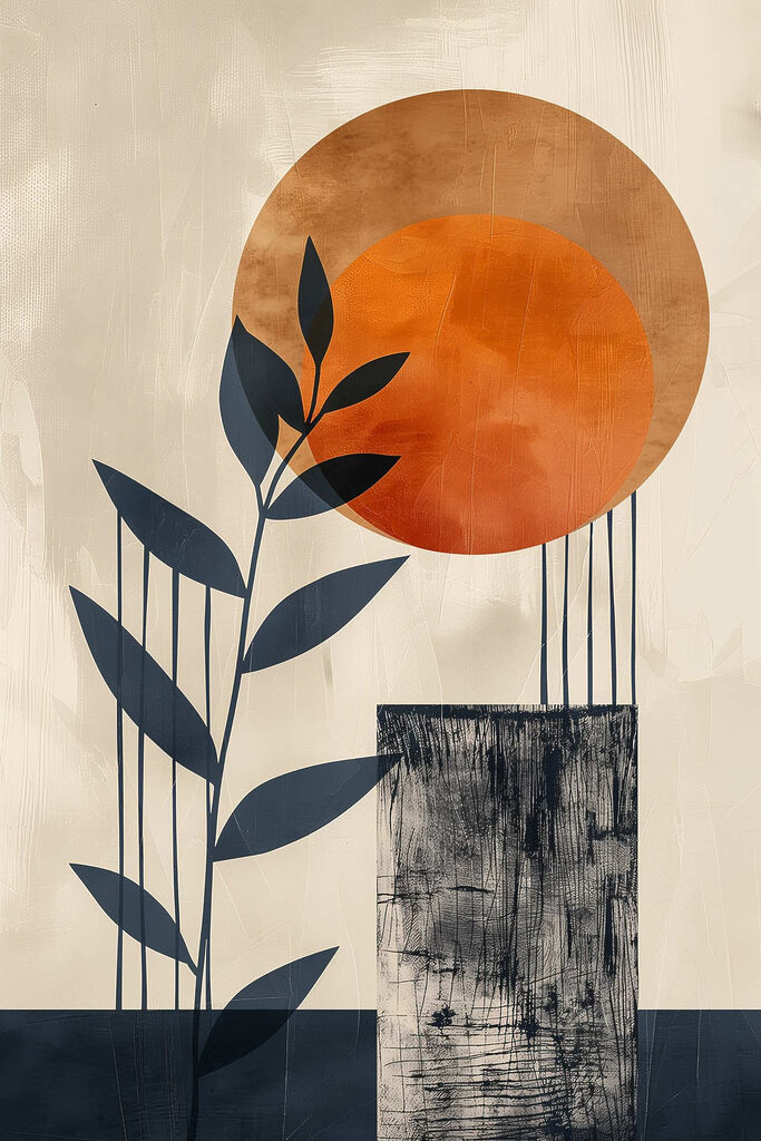 Painting of a plant and a sun Painting of a plant and a sun