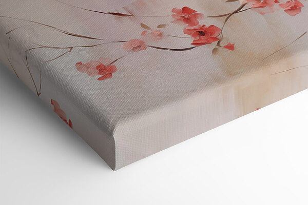 Painting of pink flowers on a branch