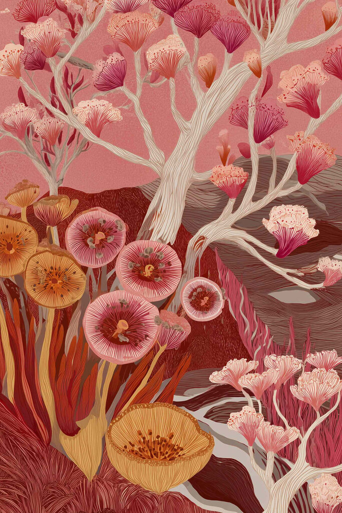 Painting of flowers and trees Painting of flowers and trees