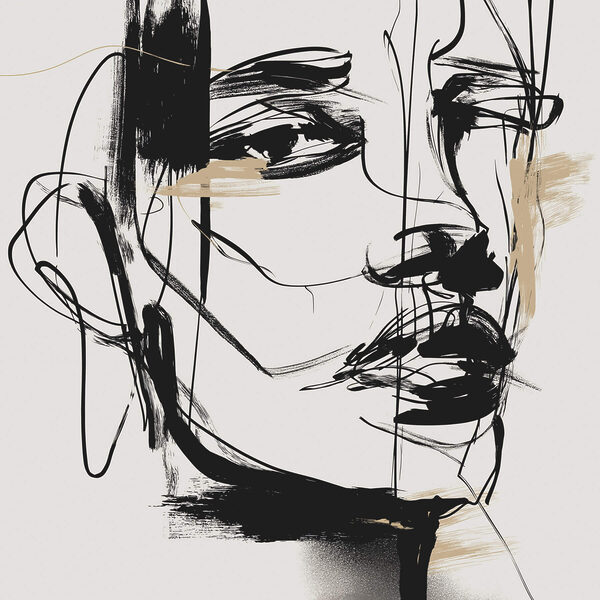 Black and white drawing of a woman's face Black and white drawing of a woman's face