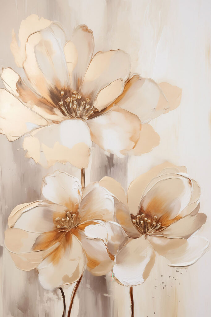 Painting of flowers on a white surface