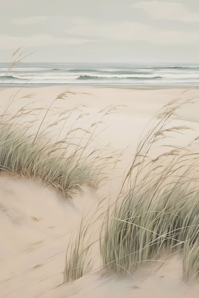 Beach with grass and sand Beach with grass and sand