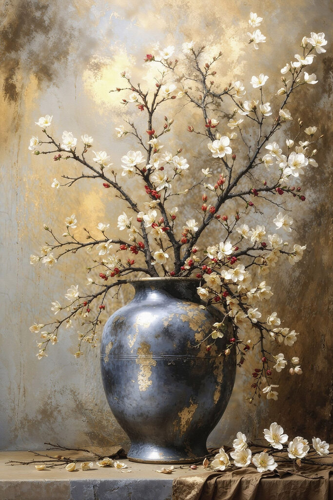 Vase with white flowers