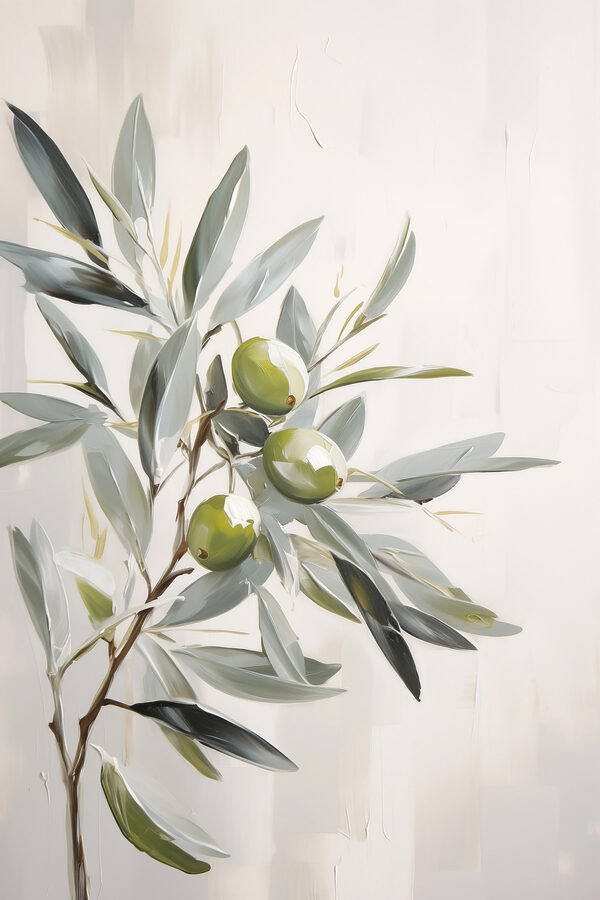 Painting of a branch with green fruits