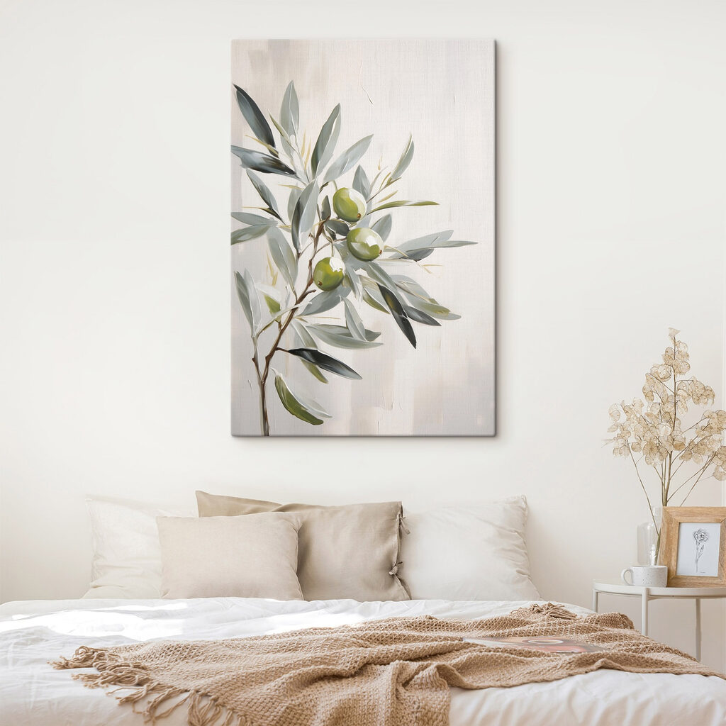 Painting of a branch with green fruits