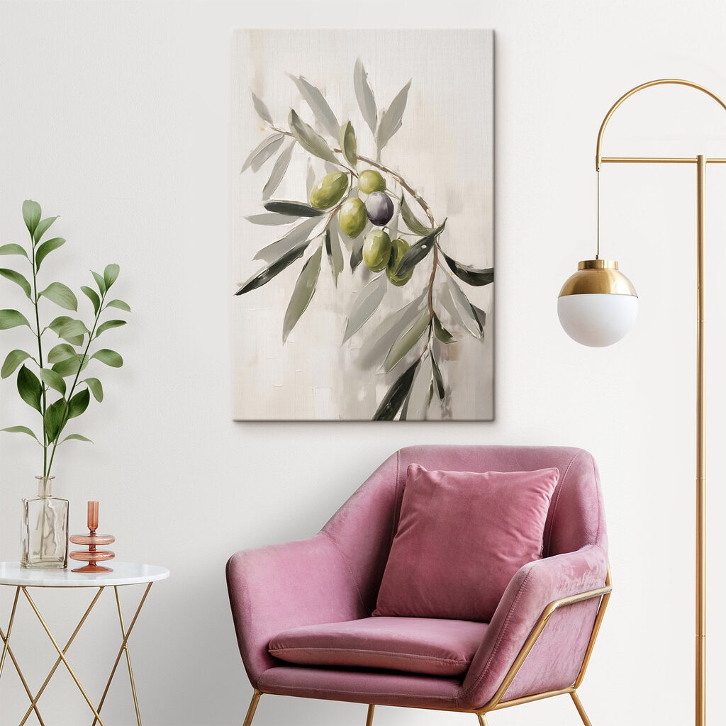 Painting of olives on a branch