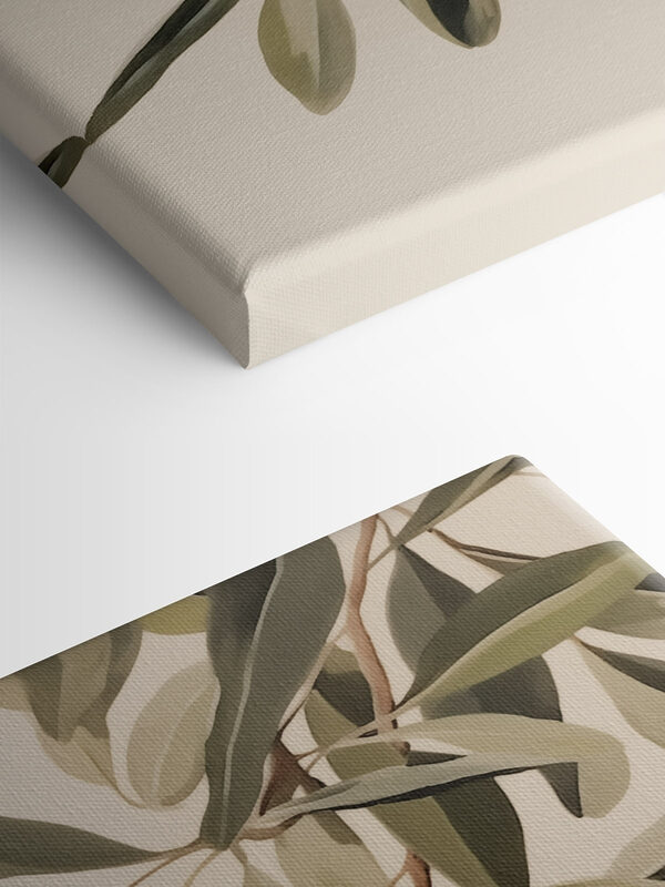 Painting of green olives on a branch Painting of green olives on a branch