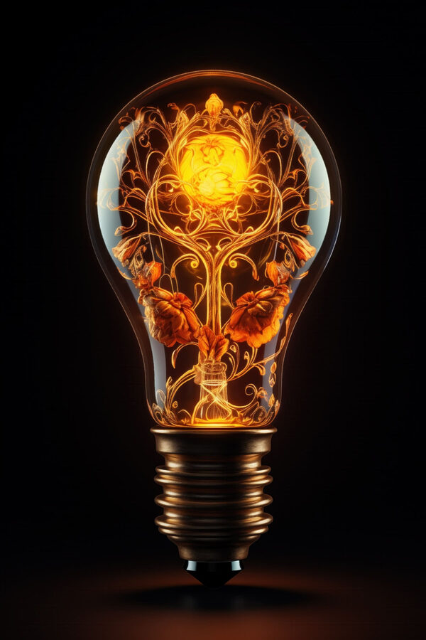 Light bulb with a floral design