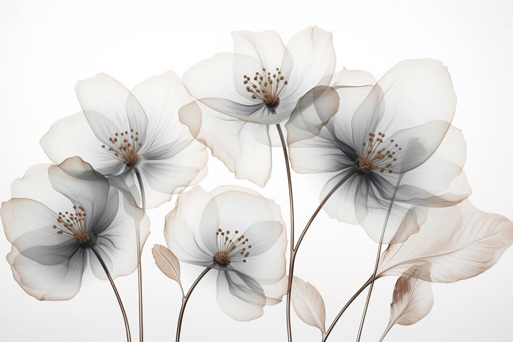 Group of flowers with brown stems Group of flowers with brown stems