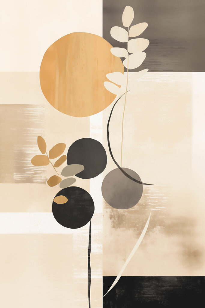 Painting of circles and leaves