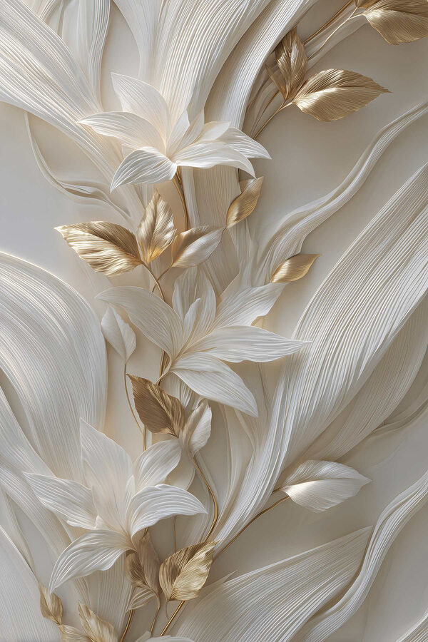 Delicate blooms and flowing leaves