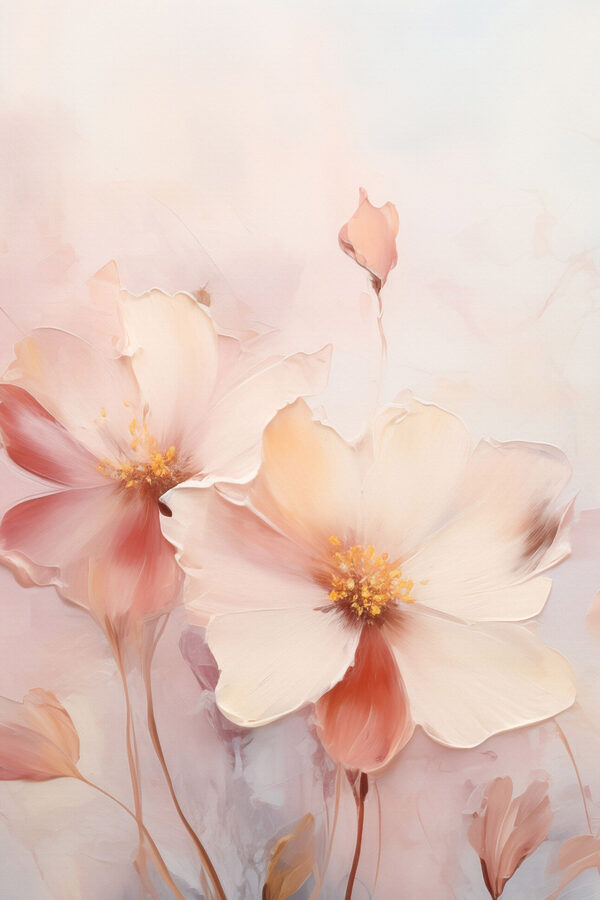 Painting of flowers on a white surface