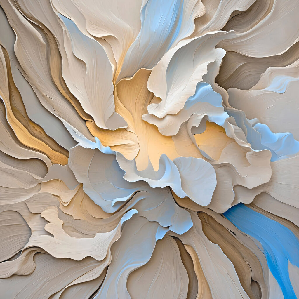 Soft waves of cream and blue hues Soft waves of cream and blue hues