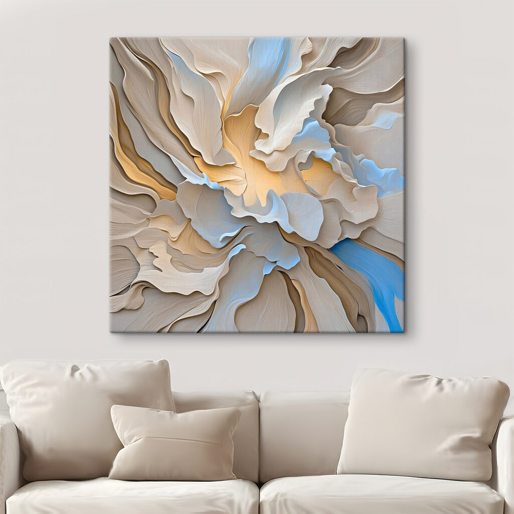 Soft waves of cream and blue hues Soft waves of cream and blue hues
