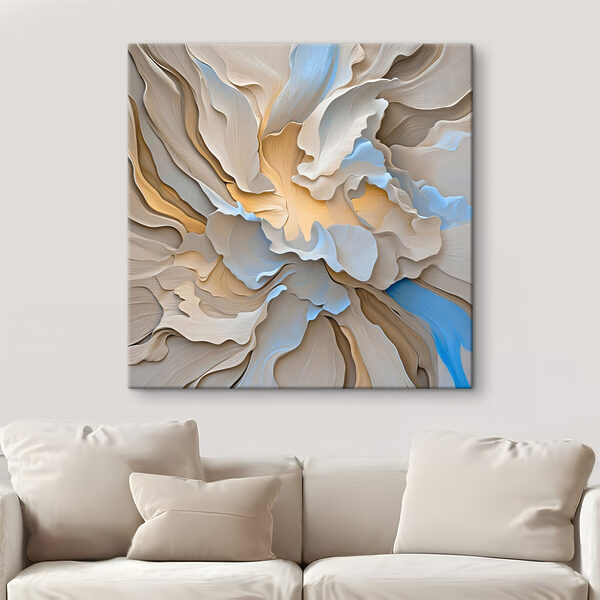 Soft waves of cream and blue hues Soft waves of cream and blue hues